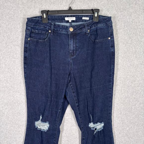 A Beautiful Soul Jeans 14‎ Flare Bell Bottom Knee Holes Stretch Boho Western 70s - Picture 2 of 10